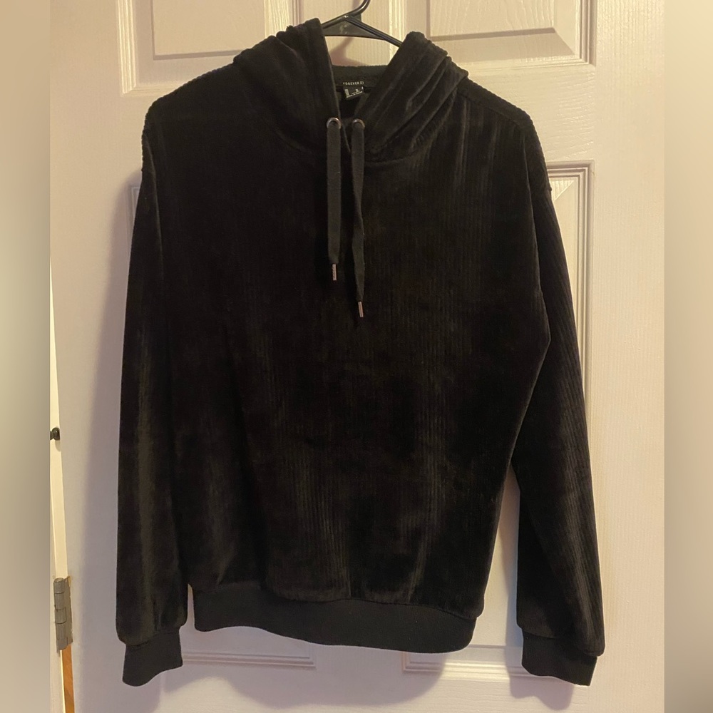 Black velvet hoodie